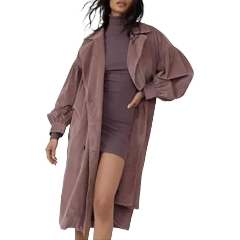 Free People Jenna Cord Trench XS & XL Taupe Purple Longline Button Corduroy Coat